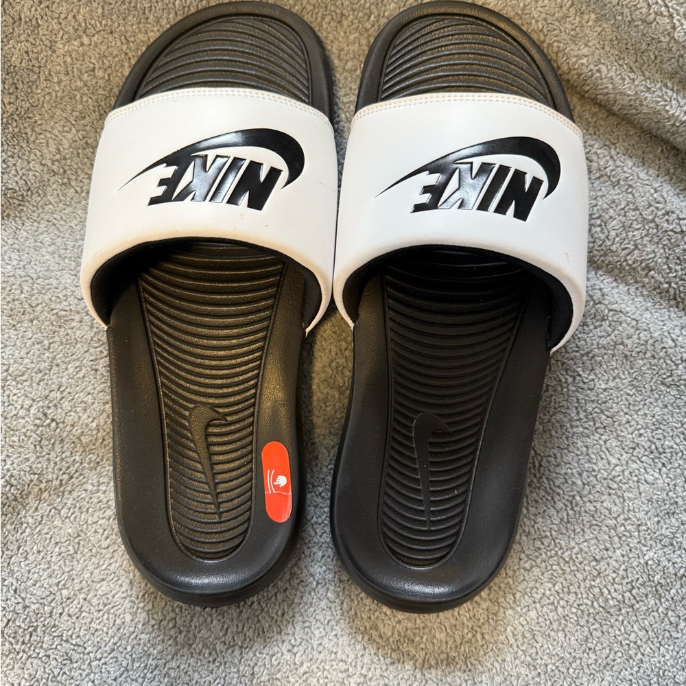 Nike Black and White Slide Sandals